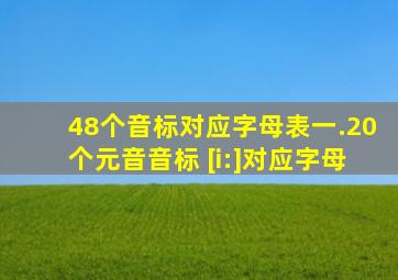 48个音标对应字母表一.20个元音音标 [i:]对应字母